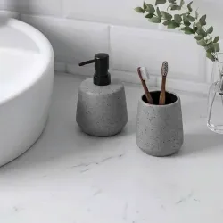 Set de dispensador de jabón y portacepillos de cerámica