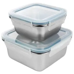 Set de dos pozuelos de acero con tapa