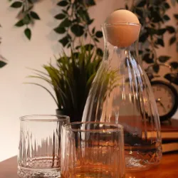 Set de jarra de cristal con seis vasos