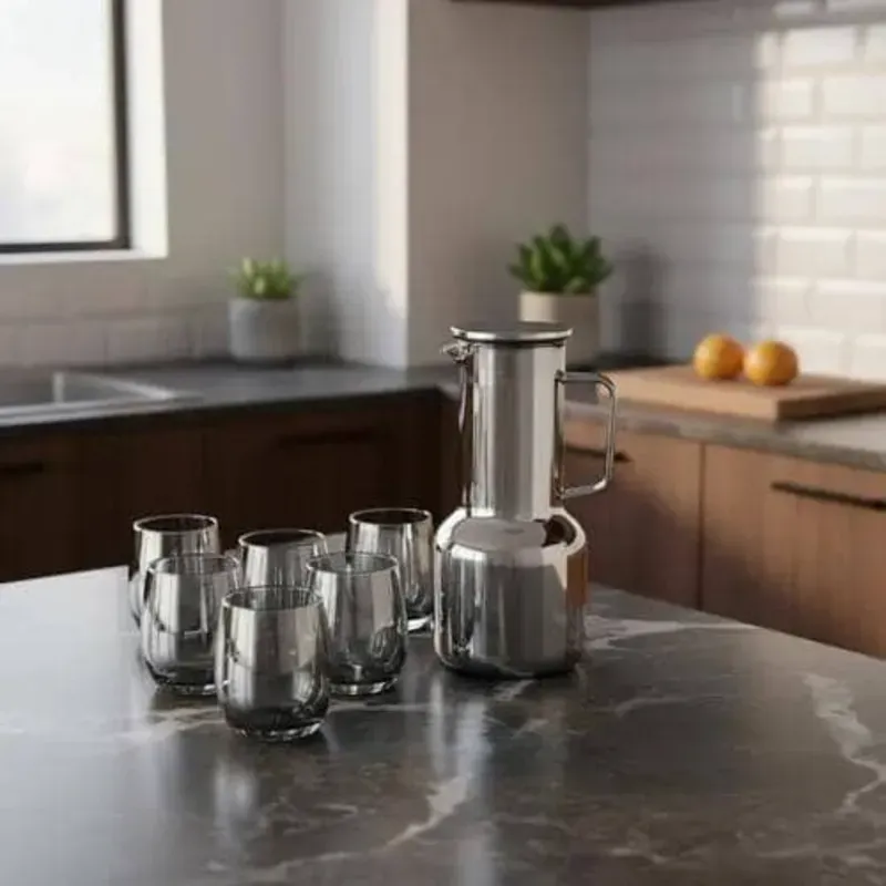 Set de jarrase cristal con seis vasos