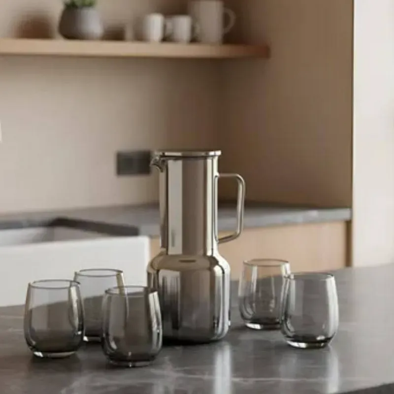 Set de jarrase cristal con seis vasos