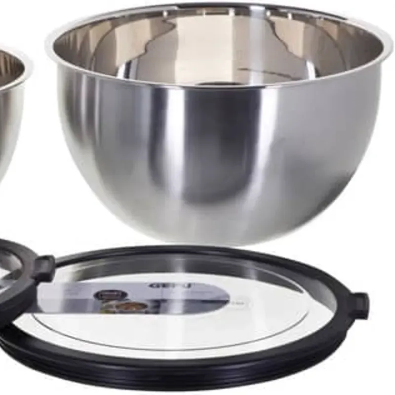 Set de tres bowls de acero inoxidable con tapa