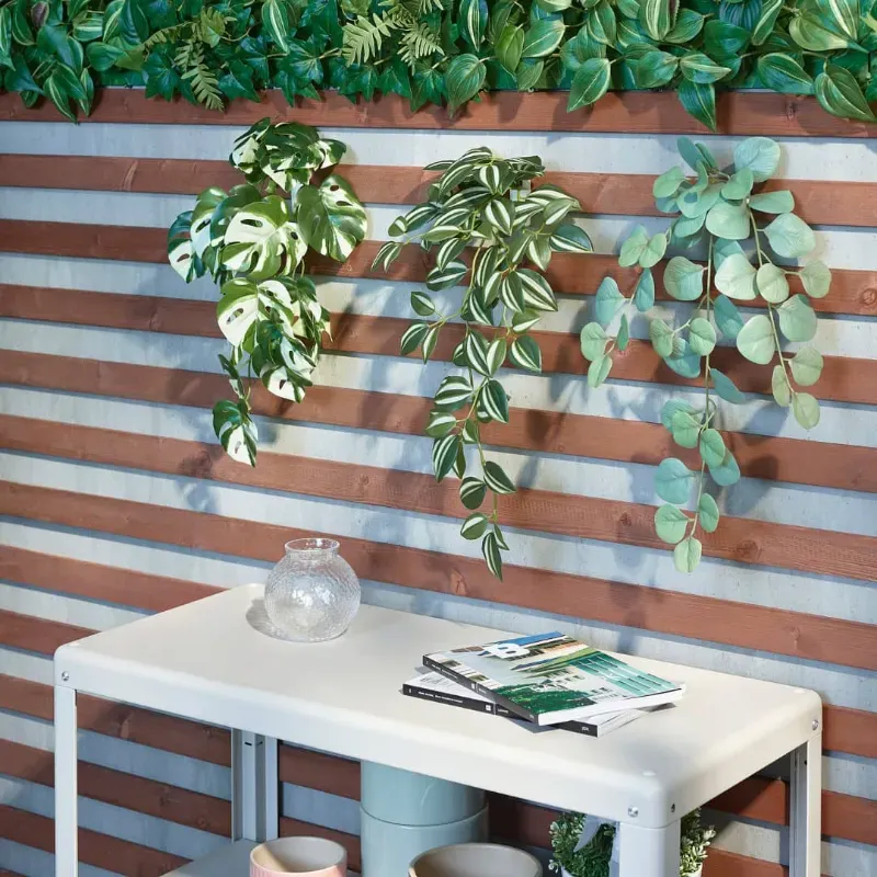 Set de tres plantas artificiales para colgar con soporte
