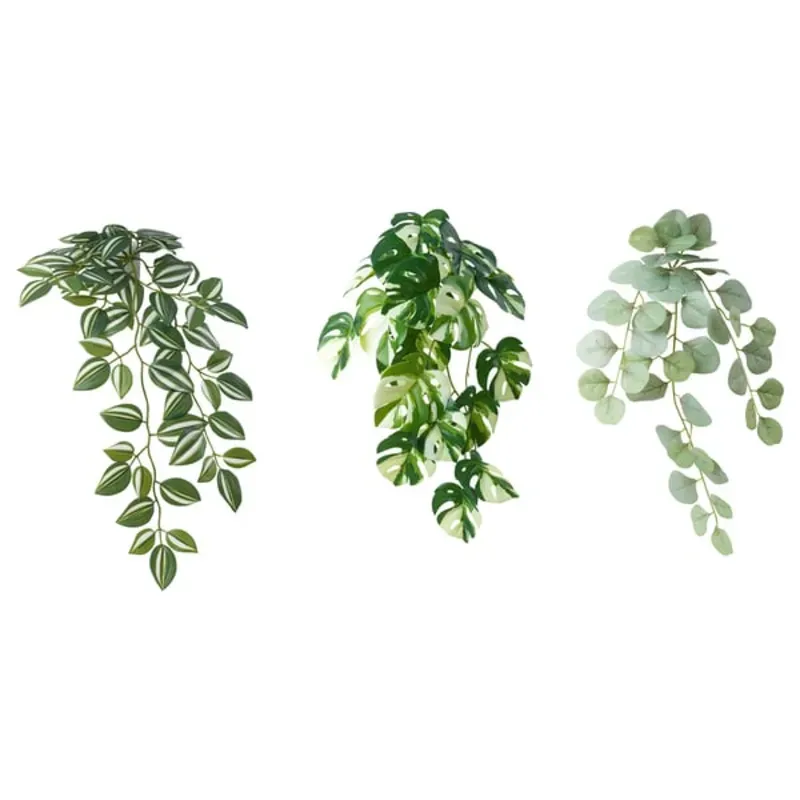 Set de tres plantas artificiales para colgar con soporte