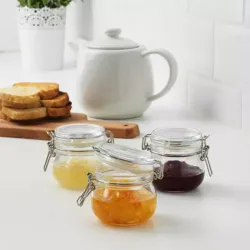 Set de tres potes de cristal con tapa a presión 