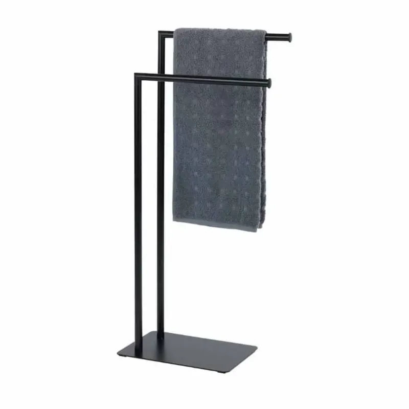 Toallero de pie de acero esmaltafo en negro
