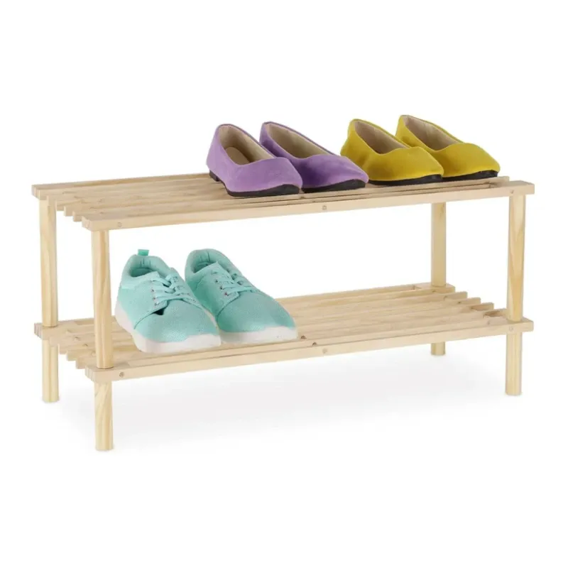 Zapatera doble apilable de madera