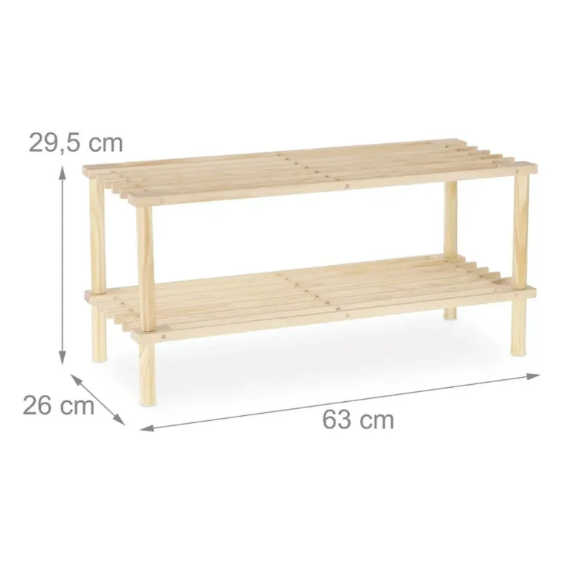 Zapatera doble apilable de madera