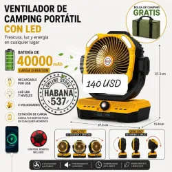 🖤Ventilador de camping portátil con led
