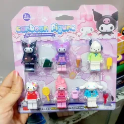 SET  6 PERSONAJES CON ACCESORIOS KUROMY+HELLO KITTY+MY MELODY