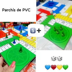 TABLERO PLÁSTICO DE PARCHÍS +DADOS Y FICHAS ORIGINALES