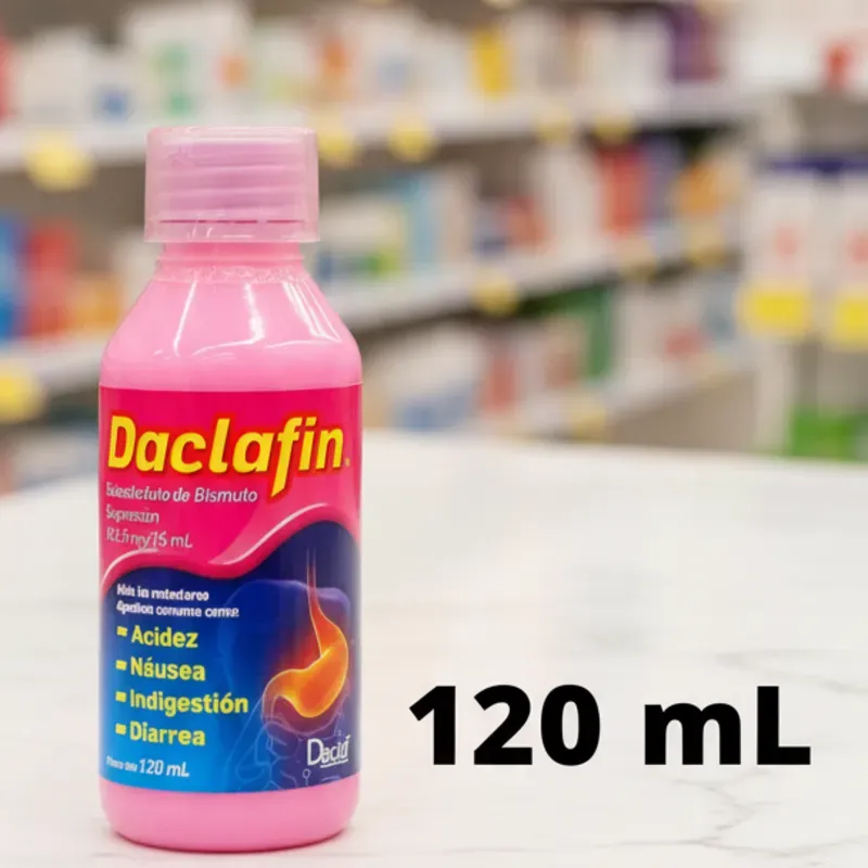 Daclafin(120ml)(Diarrea,Nauseas,Indigestion,acidez,estomacal,malestar estomacal)