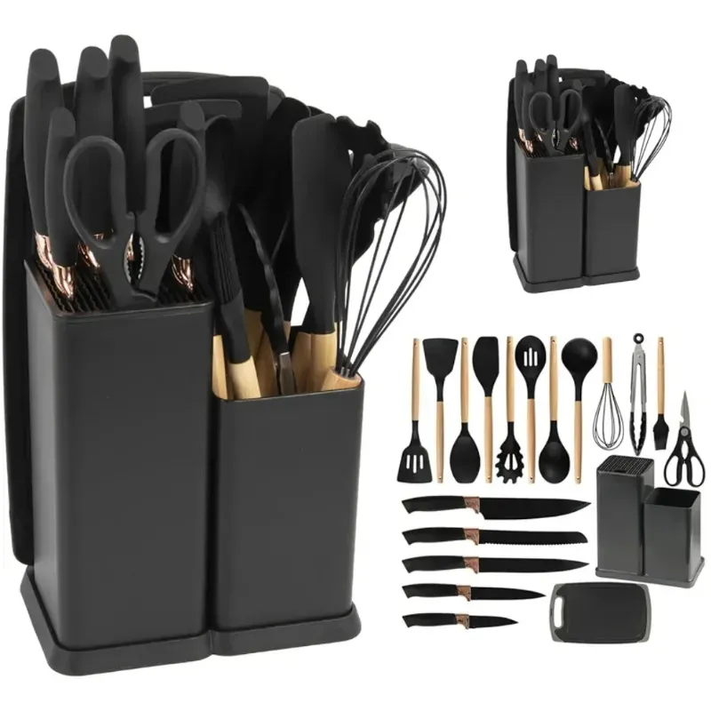 Set de cuchillos y utensilios de cocina de silicona