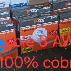Cable 8AWG 100% cobre importado rollo 100m