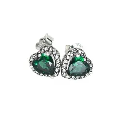 Aretes de Corazón con Piedra Verde