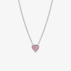 Cadena de Corazón con Piedra Rosa