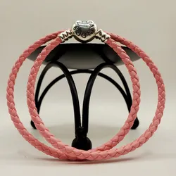 Pulsera de Cuero Doble (Cierre de Corazón)