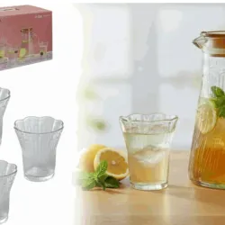 Jarra de cristal con 4 vasos