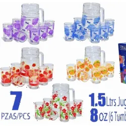 Jarra de cristal con vasos