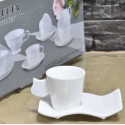 Set de 6 tazas de cerámica con platillos