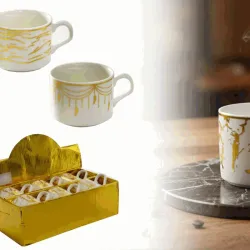 Set de 6 tazas de cerámica marmoleada
