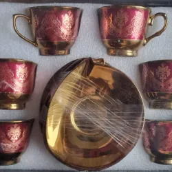 Set de 6 tazas de porcelana con platillos