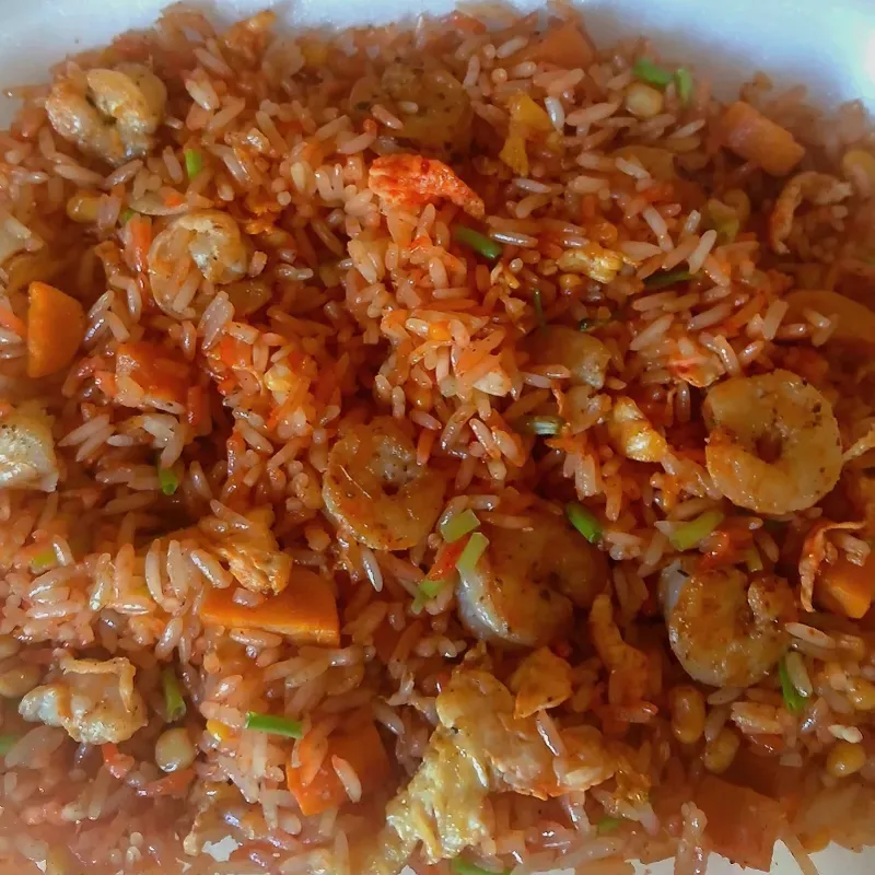 Arroz Tres Delicias Con 🍤 Camarones