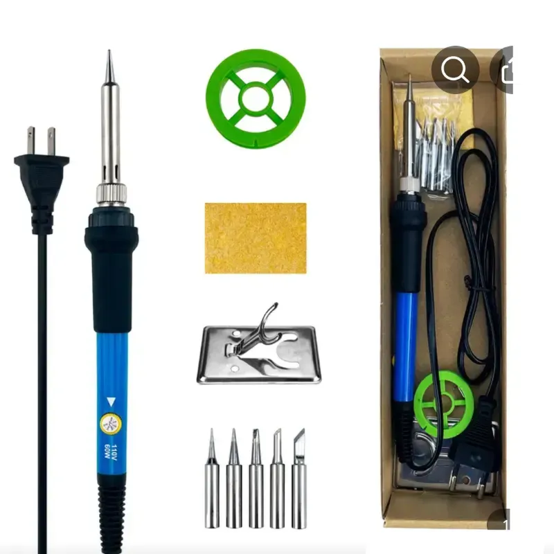 1pc 60W Kit de soldador ajustable de temperatura - 9-en-1 