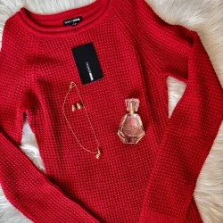 Abrigo rojo de punto 😍