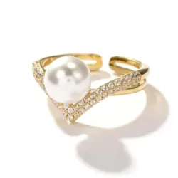Anillo con piedras y perla 