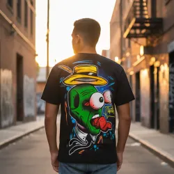 Pullover negro 🖤 con detalles fluorescentes 