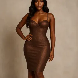Vestido carmelita de brillitos 