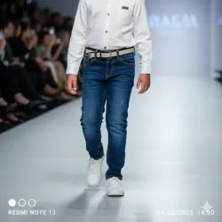 Camisas mangas largas+ jeans + cinto.