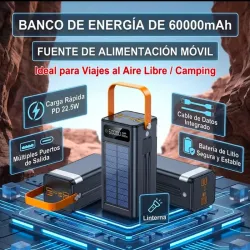 Cargador portátil de 60000mAh con panel solar