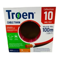 CABLE CALIBRE #10 100% COBRE ROLLO 100MTS