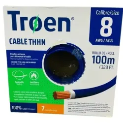 CABLE CALIBRE #8 100% COBRE ROLLO 100MTS