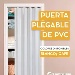 PUERTA PLEGABLE PVC BLANCO Y CAFÉ 100×203×0.06CM
