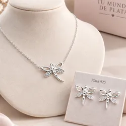 Conjunto de cadena de libélula y aretes