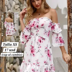 Vestido blanco y rosado