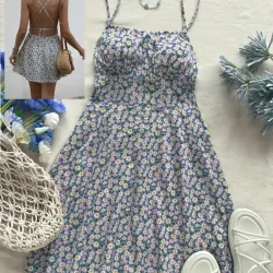 Vestido azul estampado 