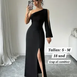 Vestido negro elegante de una manga