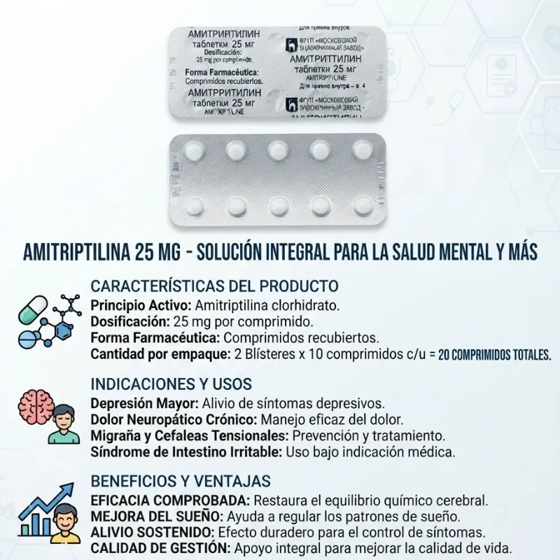 Amitriptilina rusa 25 mg 10 tabletas vencen 4/2028