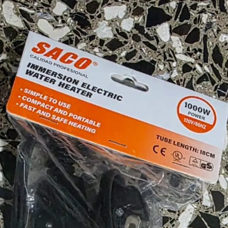 Calentador de agua marca SACO 1000W.(6 usd)