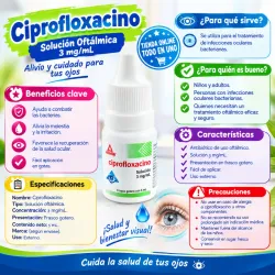 CIPROFLOXACINO EN COLIRIO IMPORTADO 3MG (VENCE JUNIO 28)