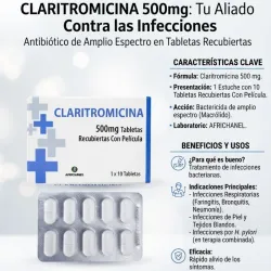 CLARITROMICINA 500MG 10 TB VENCE 8/2027