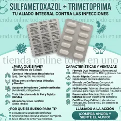 💊Co-trimazol (Sulfaprim)(sulfametoxazol +trimetoprima)10 tabletas 400/80mg (VENCE 1-27)