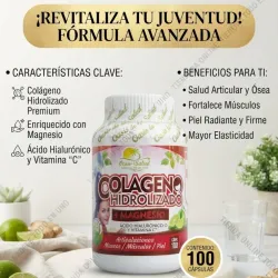 COLAGENO HIDROLIZADO + MAGNESIO +ÁCIDO HIALURONICO Y VITAMINA C 100T