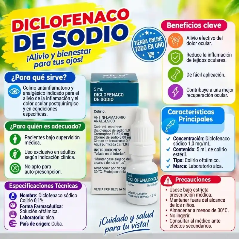 DICLOFENACO DE SODIO EN COLIRIO 5ML (VENCE 11/28)