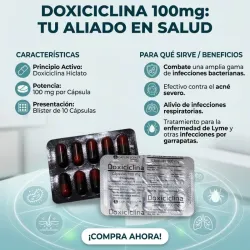 DOXICICLINA 10 CAPSULAS 100MG (VENCE 7/27)