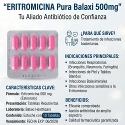 ERITROMICINA 10CPS,500MG (VENCE 6/28)